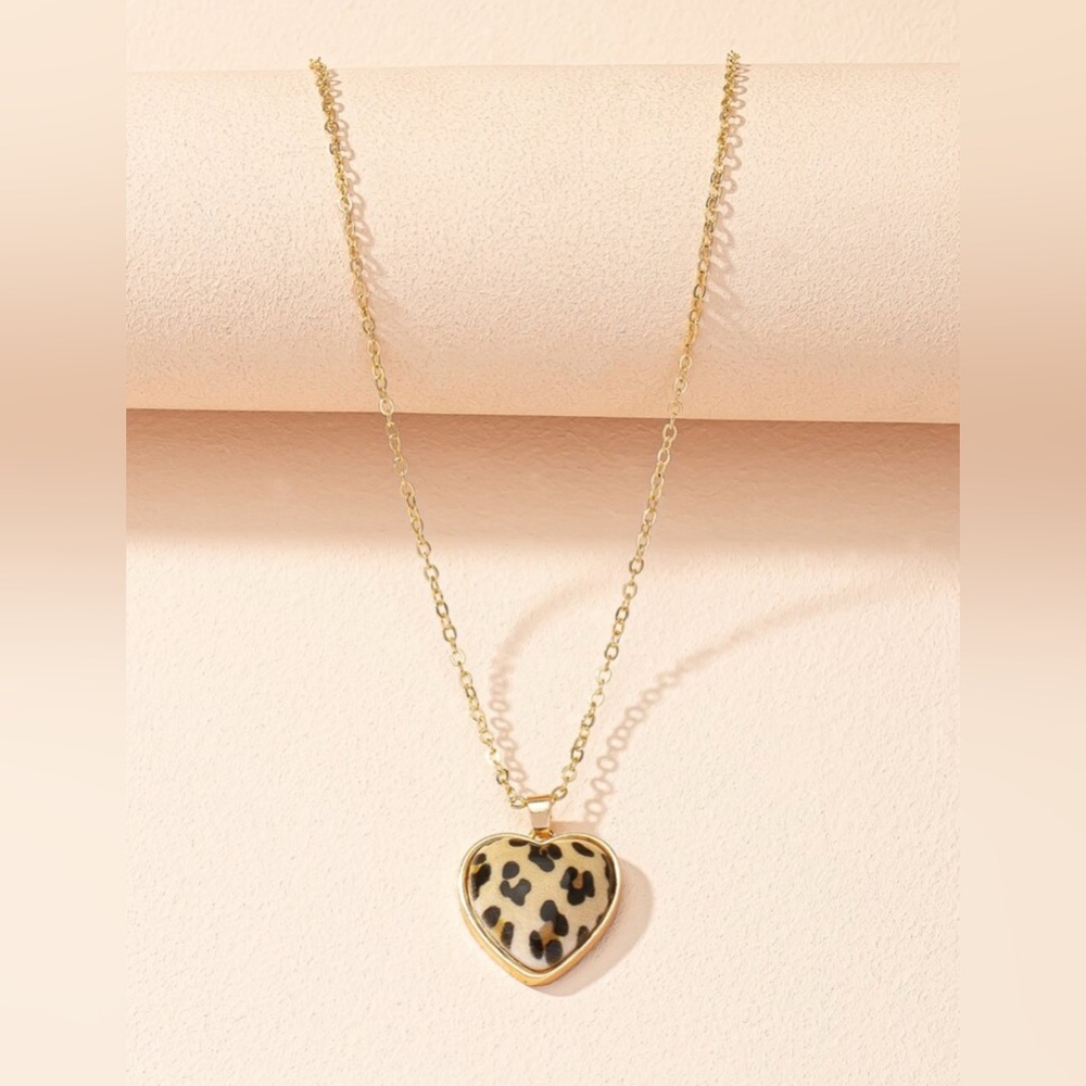 Leopard Heart Pendant Necklace